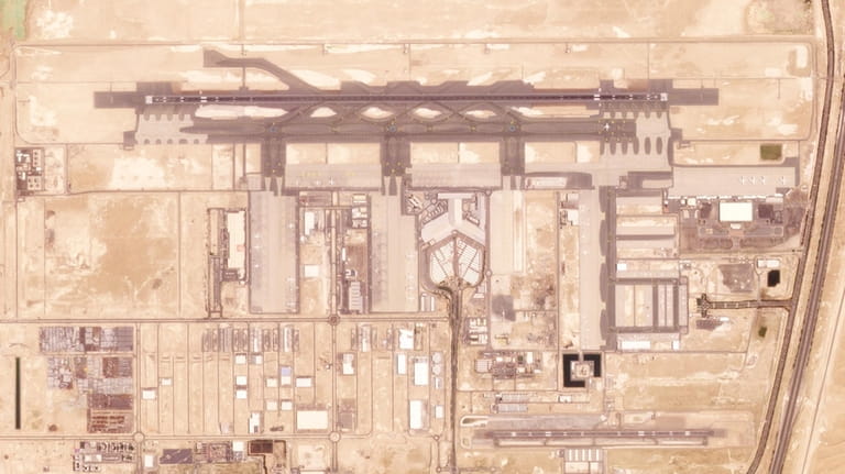 This satellite image from Planet Labs PBC shows Al Maktoum...