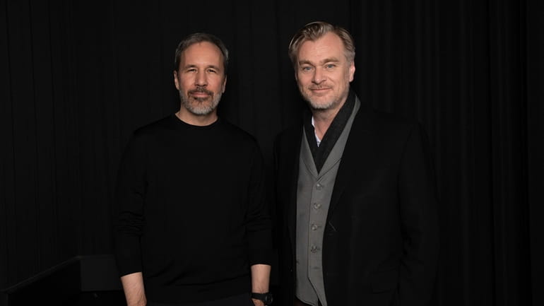 Denis Villeneuve, left, and Christopher Nolan pose for a portrait...