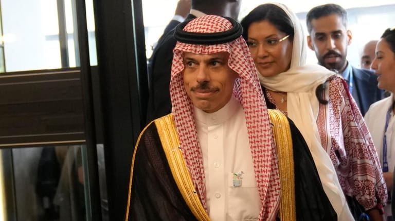 Saudi Foreign Minister Prince Faisal bin Farhan arrives at the...