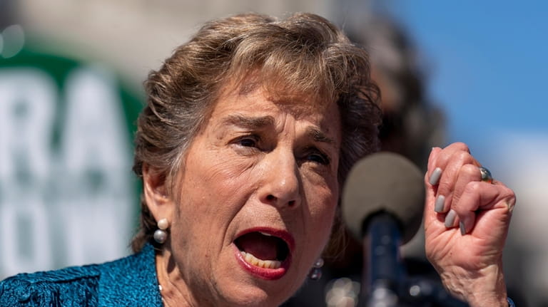 Rep. Jan Schakowsky, D-Ill., speaks at a rally on Capitol...