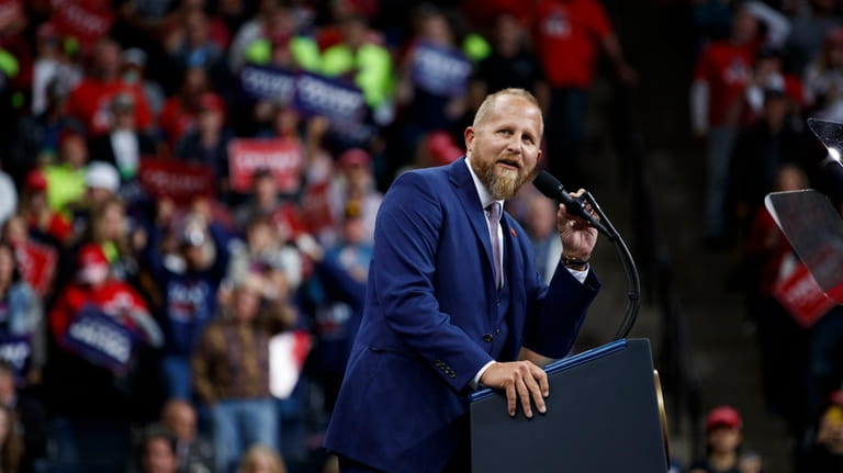Brad Parscale, then-campaign manager for President Donald Trump, speaks during...
