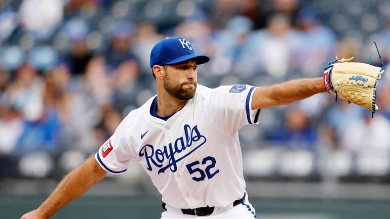 Kansas City Royals pitcher Michael Wacha delivers to a Chicago...