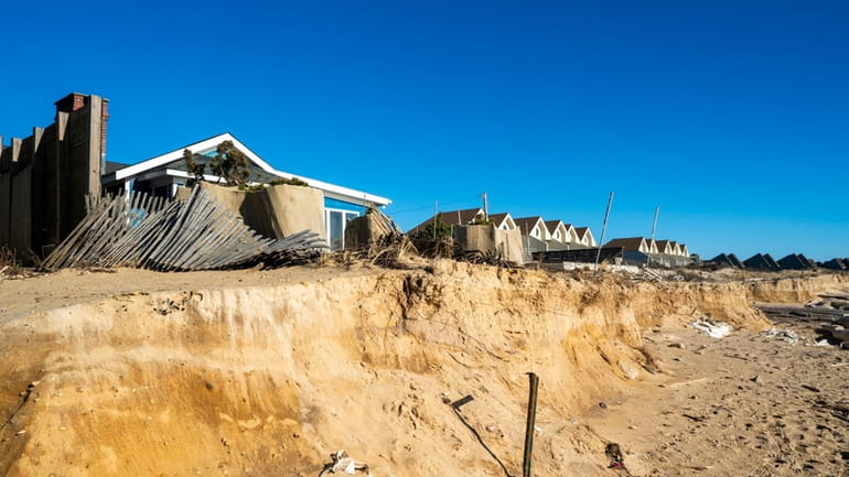 Erosion found at the Montauk ocean beach in Montauk on...