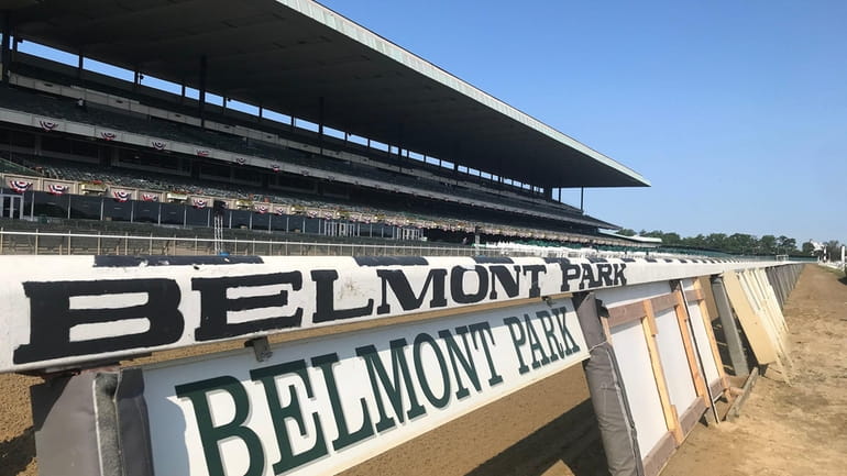 The grandstands of Belmont Park are seen before the Belmont Stakes on June 10.