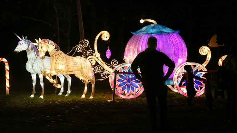Lanterns in the shape of a life-size horse-drawn Cinderella carriage...