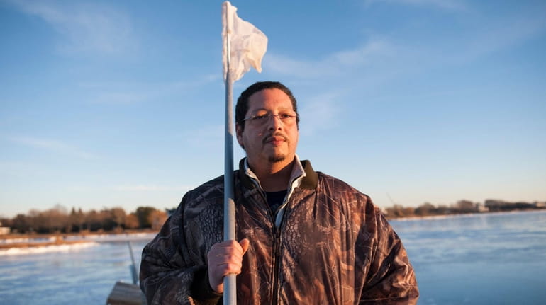 David Taobi Silva, a former Shinnecock Indian tribal trustee, stands...