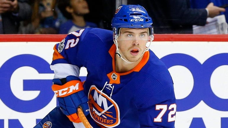 Anthony Beauvillier of the New York Islanders skates in the...