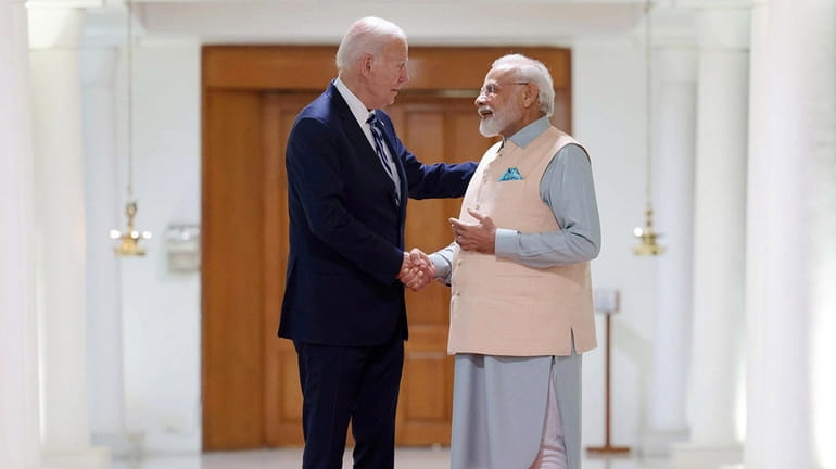 Indian Prime Minister Narendra Modi receives U.S. President Joe Biden...