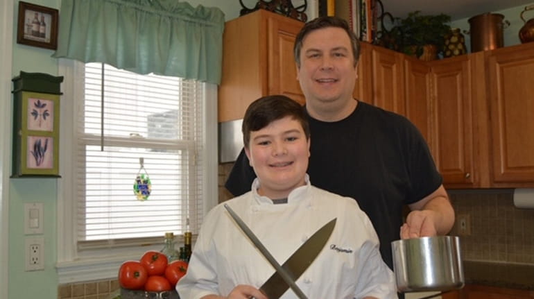 Kidsday reporter Benjamin Wojcik and his dad, chef Scott Wojcik,...