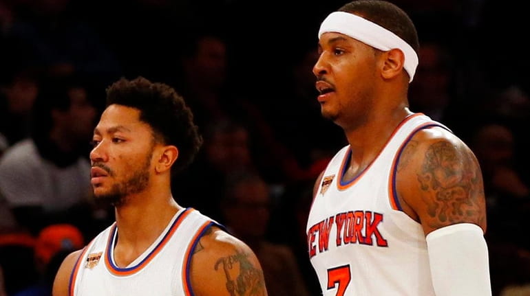 Derrick Rose and Carmelo Anthony of the New York Knicks...