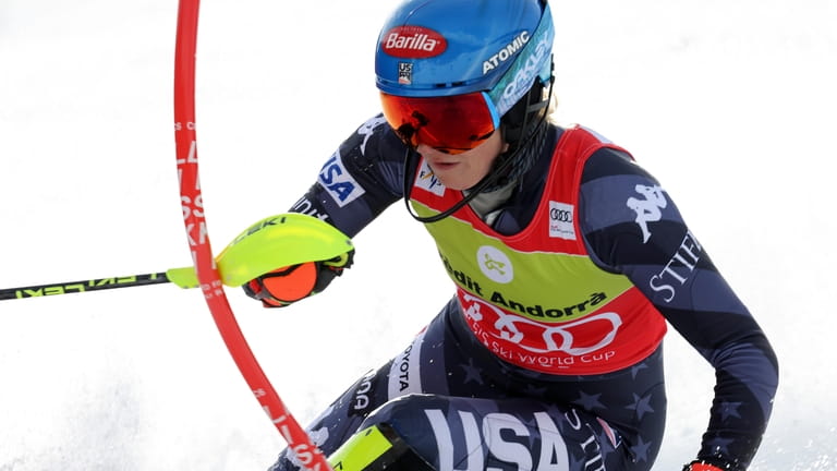 United States' Mikaela Shiffrin competes in a women's World Cup...