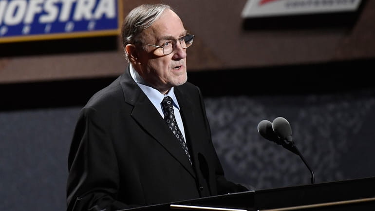 Inductee Rick Adelman speaks during the 2021 Basketball Hall of...