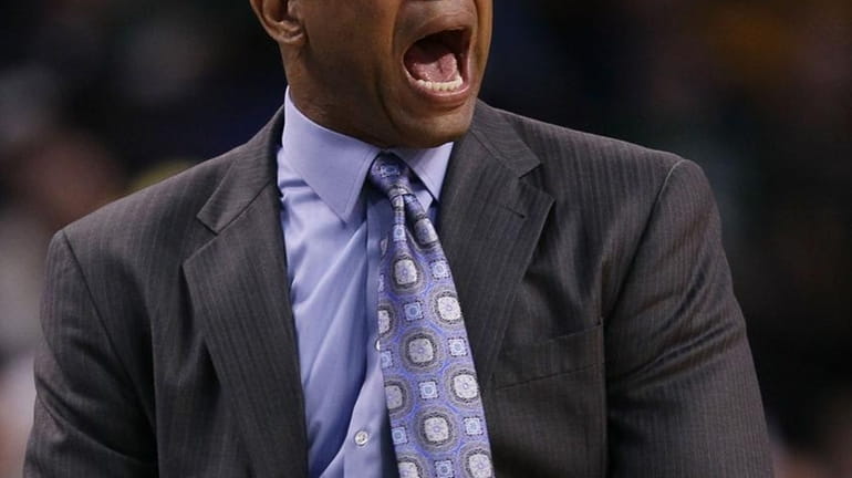 Head coach Doc Rivers of the Boston Celtics reacts to...