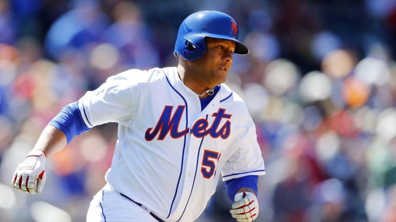 Bobby Abreu of the Mets runs out his fifth-inning double...