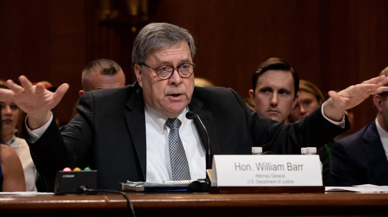 Attorney General William Barr testifies Wednesday during a House Appropriations...