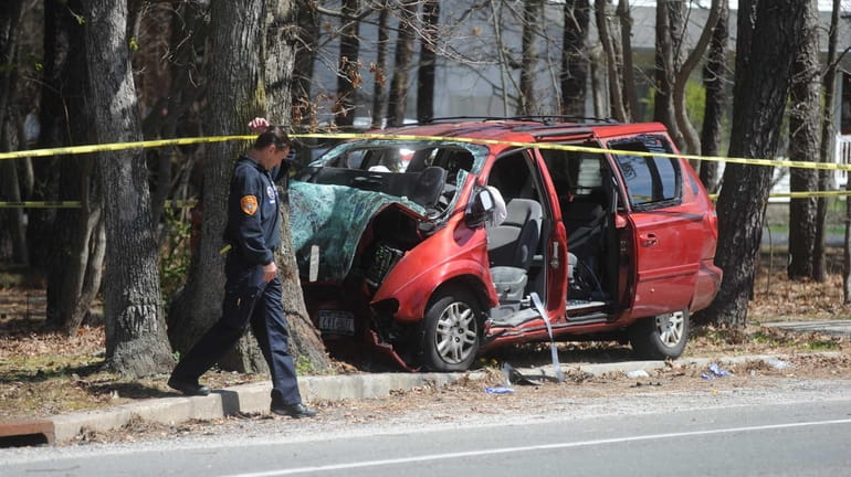 Police at the scene of a serious car crash in...
