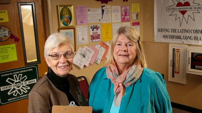 Sister Mary Beth Moore, left, of the immigrant support group...