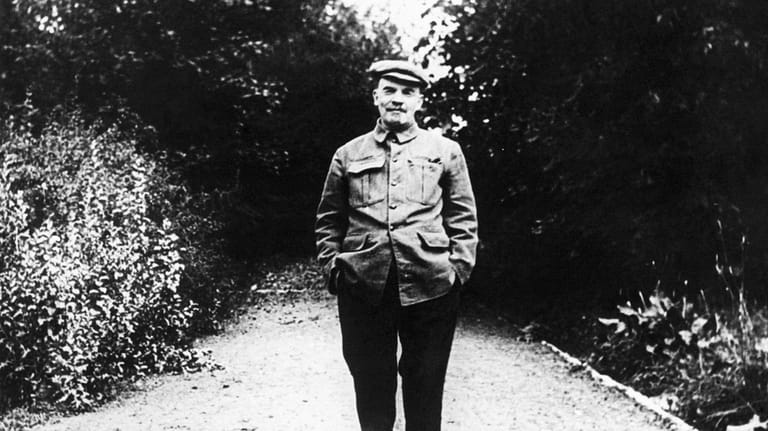Vladimir Lenin, the founder of the Soviet Union, poses for...