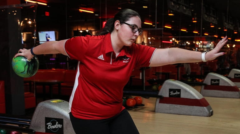 Connetquot bowler Angelica Polcini competes at Bowlero in Sayville on Thursday.