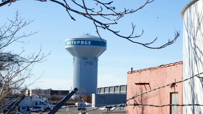 View from Thomas Avenue with Bethpage water tower on Friday,...