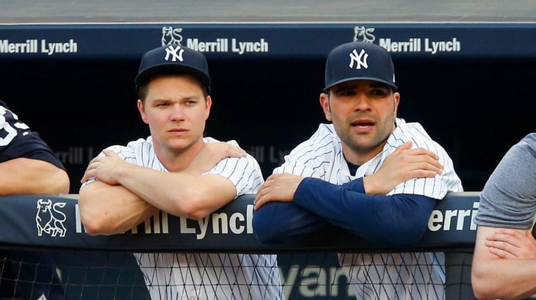 New Yankees pitchers Sonny Gray, left, and Jaime Garcia look...
