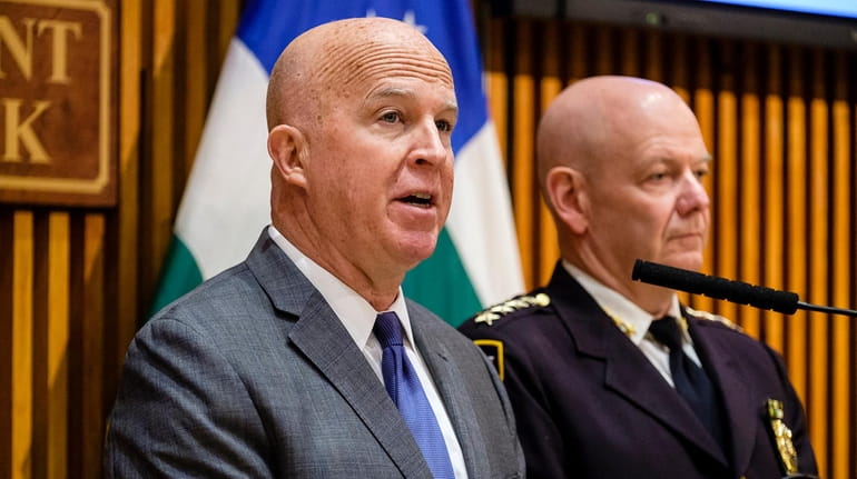 Commissioner James O'Neill at a news conference at NYPD headquarters on Wednesday.