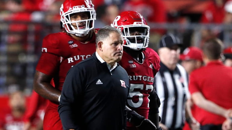 Rutgers head coach Greg Schiano looks on during a second-half...