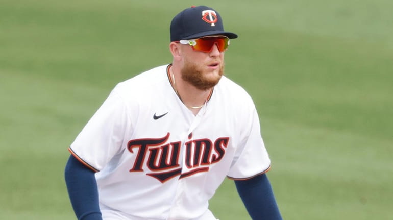 Travis Blankenhorn in action for the Minnesota Twins against the...