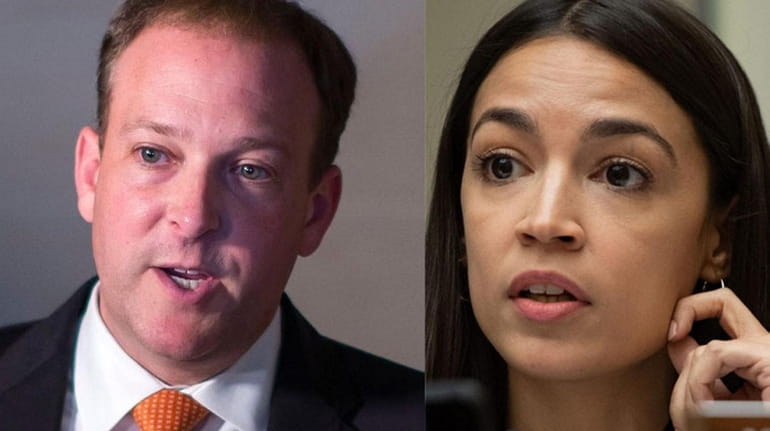 This composite image shows Rep. Lee Zeldin and Rep. Alexandria...