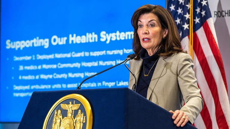 Gov. Kathy Hochul will propose limiting governors to two consecutive four-year...
