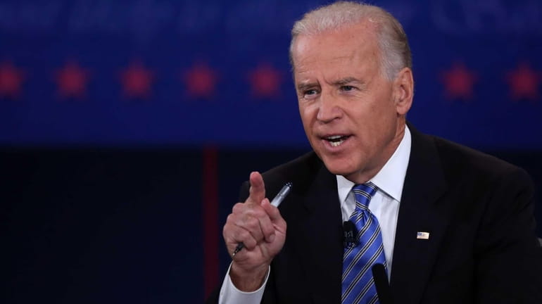 Vice President Joe Biden speaks during the vice-presidential debate at...