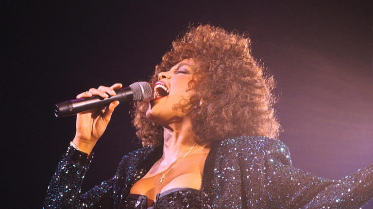 Whitney Houston performs in Paris Bercy on May 18, 1988...