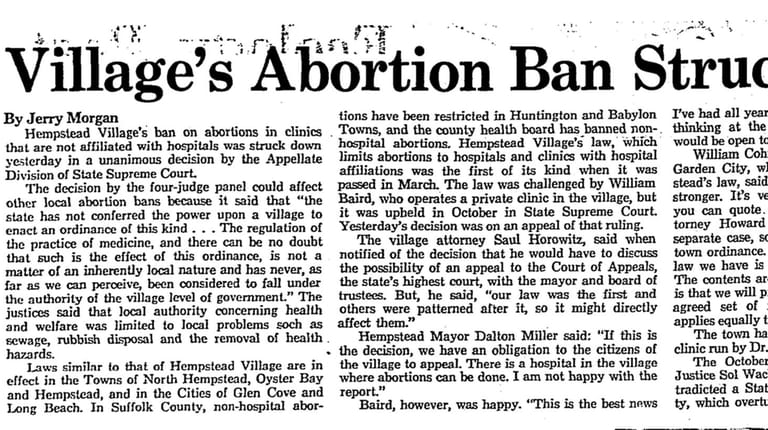 A Newsday clipping from Feb. 1, 1972, on the appellate...