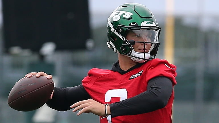 Jets QB Zach Wilson during camp at Atlantic Health Jets Training...