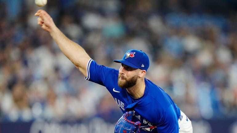 Toronto Blue Jays relief pitcher Anthony Bass works against the...