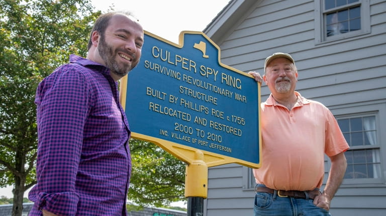 Culper Spy Ring historian Mark Sternberg, left, and Port Jefferson Village...