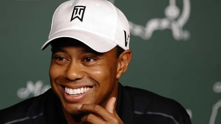 Tiger Woods during a press prior to the start of...