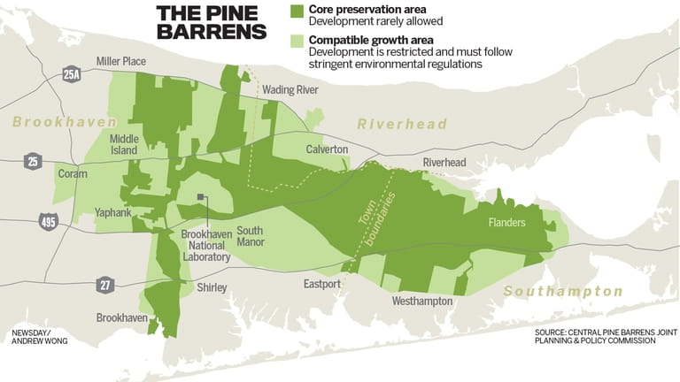 Long Island's pine barrens are a 105,000-acre patchwork of public and...