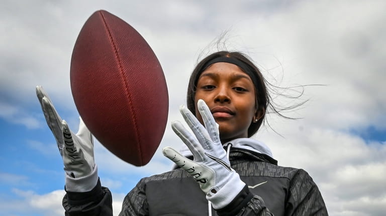 Portrait of High School Girls Flag Football player Juleesah Hines...