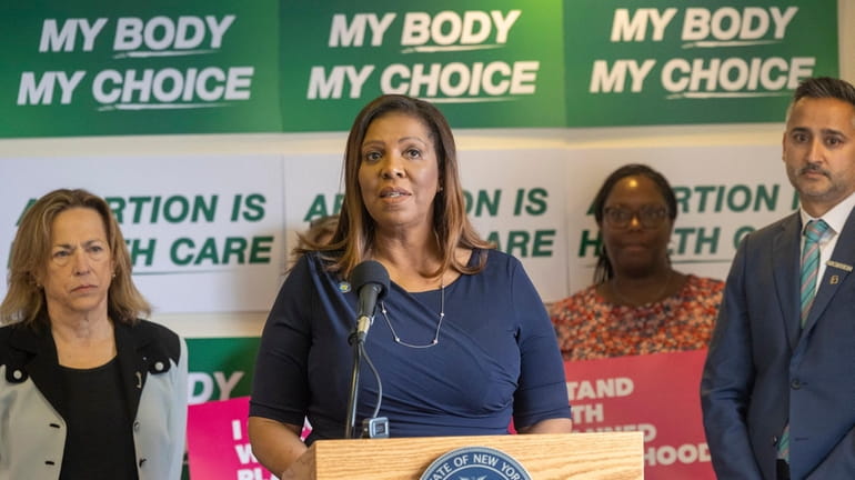 New York State Attorney General Letitia James speaks at Planned...