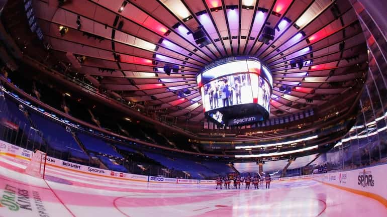 The New York Rangers prepare to face off against the...
