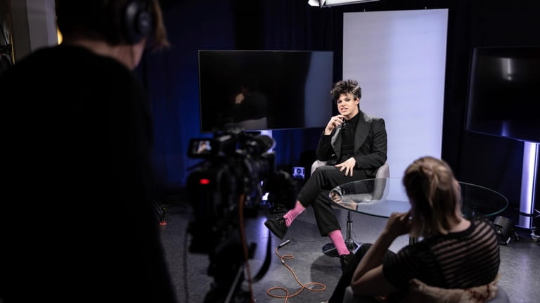 Yungblud is interviewed in by the Associated Press in London,...