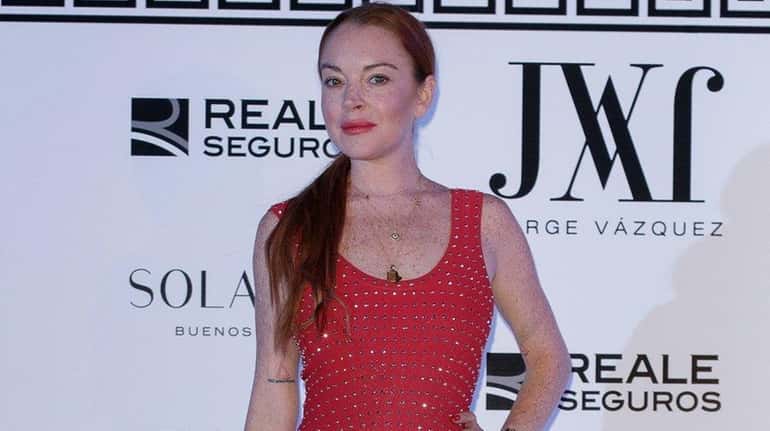 Lindsay Lohan attends the Jorge Vazquez show during the Mercedes-Benz...