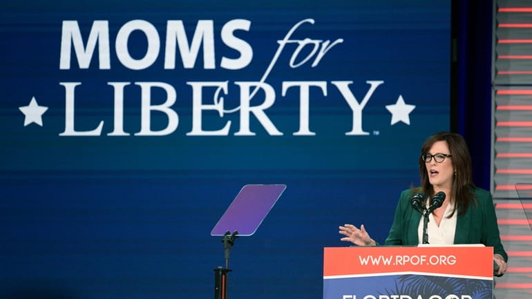 Moms for Liberty founder Tiffany Justice speaks at the Republican...