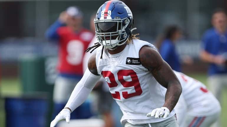 Giants safety Xavier McKinney during training camp at Quest Diagnostics...