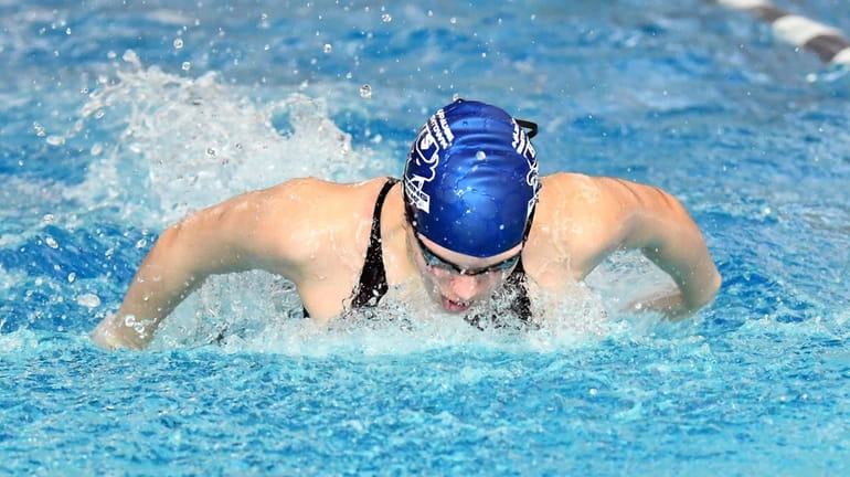 Sarah Lucca of Hauppauge/Smithown competes in the butterfly event at the Suffolk...
