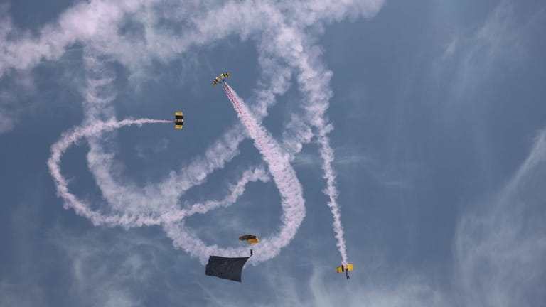 U.S. Army Golden Knights Parachute Team at the Bethpage Air...