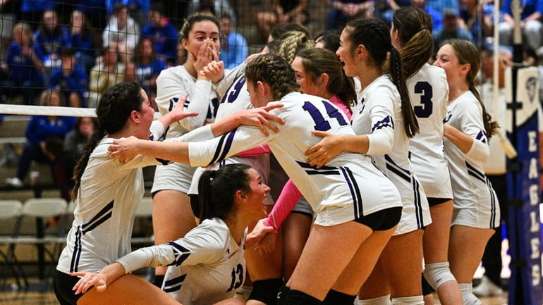 Port Jefferson celebrates its come-from-behind victory in the Suffolk Class C...