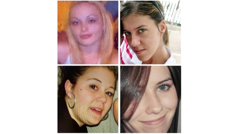 Clockwise from top left: Gilgo Beach victims Melissa Barthelemy, Amber Costello, Maureen...