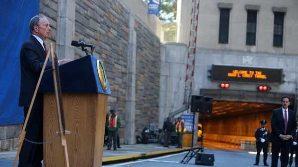 Mayor Bloomberg speaks at ceremony to rename the Brooklyn-Battery Tunnel...